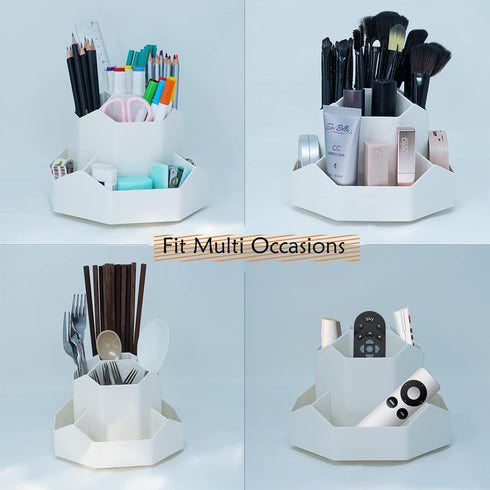 Upgrade 360 Degree Rotating Organizer Pencil Holder with 9 Slots, Multipurpose Desktop Storage Solution