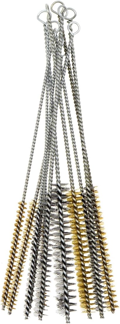 YXQ 12Pcs Tube Brush Kit - Stainless Steel/Brass Wire Bottle Long-Handle Bristle Cleaning (12 inch X 6mm-20mm)