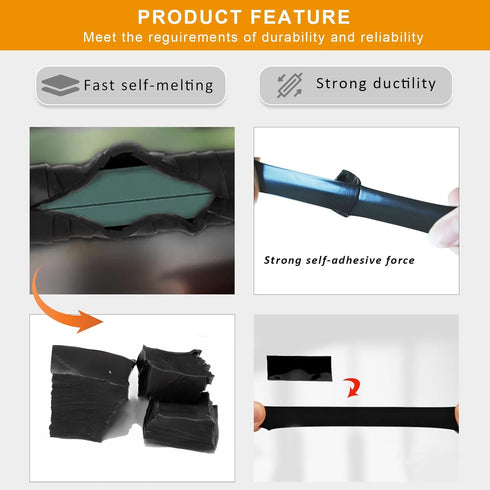 Seal Self Fusing Silicone Tape, 2 Rolls 1inx10' Black Weatherproof Hose Repair Tape, Heavy Duty Leak Proof Rubber