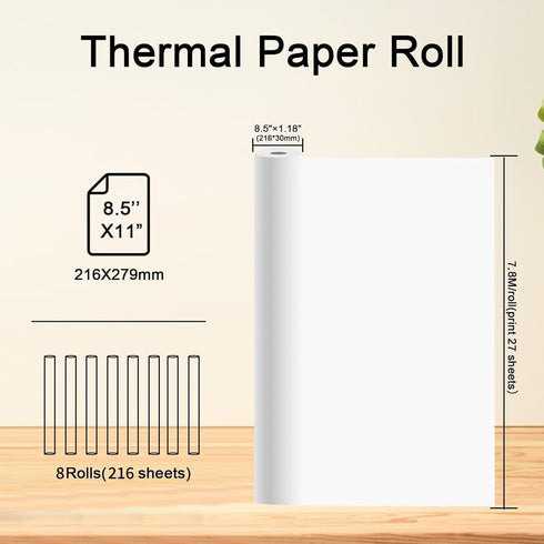 8 8.5x 11 Inches, N80/ A285M/ D810 Rolls Thermal Printer Paper US Letter Size for Thermal Printer, Compatible