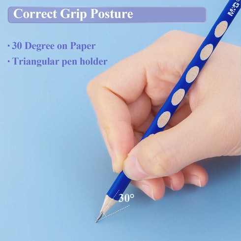 M&G 30 Pcs Triangular Pencils: 2B Pencils with Grip Correction, Suitable for Writing, Drawing, Sketching