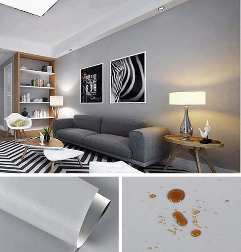 Yasinet Grey Peel and Stick Wallpaper, Self Adhesive Solid Color Removable Matte Gray Decorative Vinyl Film