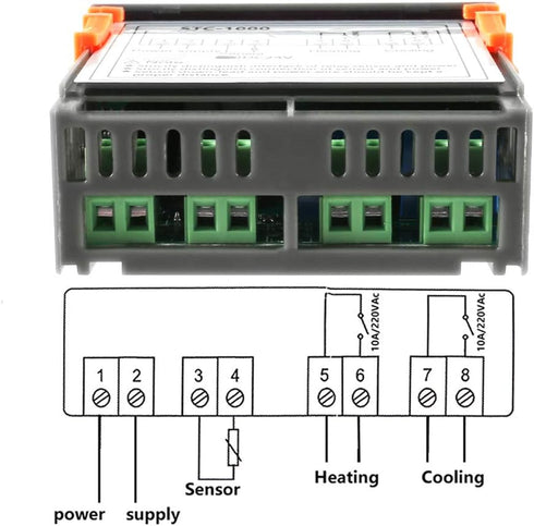 Digital LCD Temperature Controller 10A DC 24V Thermostat STC-1000 with 1m NTC Sensor, Heater Cooler Regulator