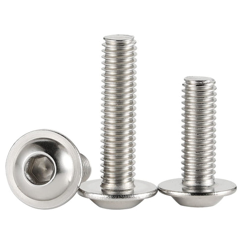 M6 x 16mm Flanged Button Head Socket Cap Screw Bolts, 304 Stainless Steel 18-8, Pack of 25, Bright Finish