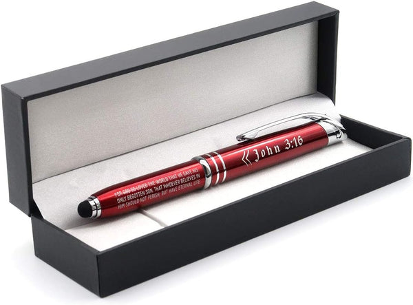 John 3:16 Religious Bible Gift Pen, Illuminated Writing Tip and Stylus for Men Women