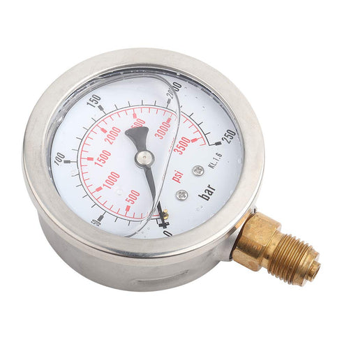 High Accuracy Hydraulic Pressure Gauge, 63mm Dial 0-250Bar/0-3750PSI, Double Scale, G1/4 Thread Connection