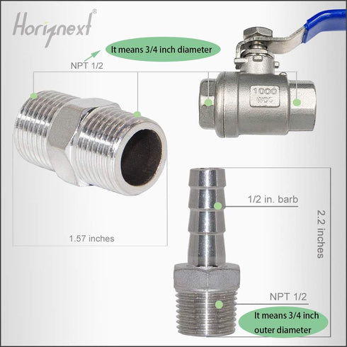 npt 1/2 Home Brew Bulkhead Ball Valve Stainless Steel 304 for Homebrew Beer Kettle Tap Equipment Kit