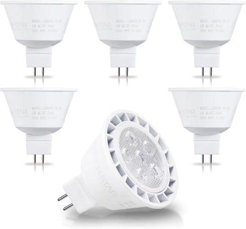 TORCHSTAR MR16 LED Bulb Dimmable, 7W 12V, 490LM (50W Equivalent), 5000K Daylight, GU5.3 Bi-Pin Base, Pack of 6, UL