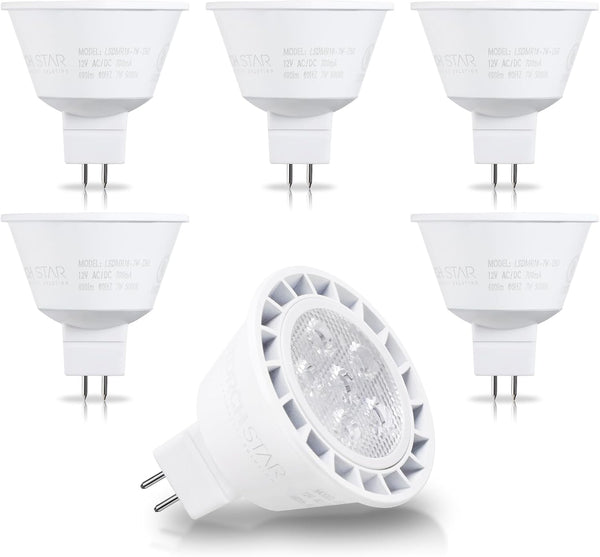 TORCHSTAR MR16 LED Bulb Dimmable, 7W 12V, 490LM (50W Equivalent), 5000K Daylight, GU5.3 Bi-Pin Base, Pack of 6, UL