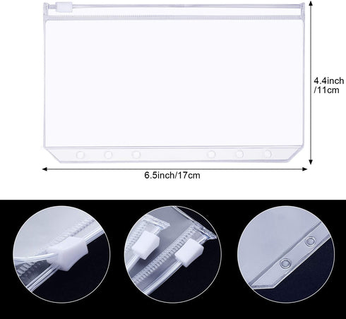 Shappy 18 Pieces A6 Size Binder Pockets with Different Partitions, Waterproof Plastic Binder Folders with Zipper Loose