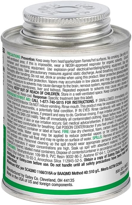 Oatey 30863 Heavy Duty Solvent Cement, 8 oz, Clear