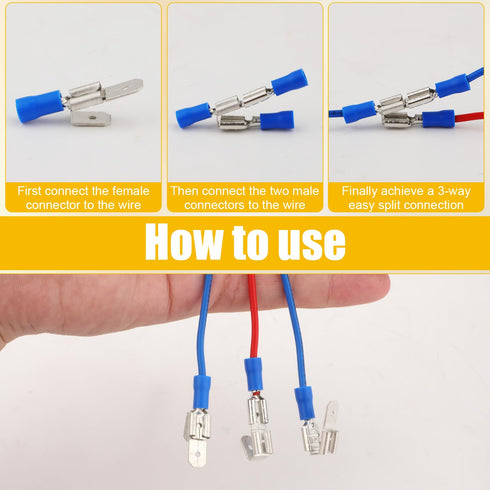 25pcs Electrical Double Male Female Adapter, Aluminum Alloy Piggyback Spade Wire Terminals