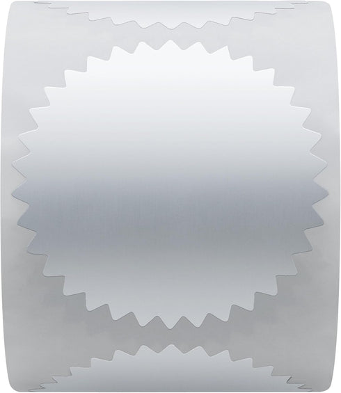 Hybsk 300pcs Silver Metallic Certificate Sealing Labels with Serrated Edge for Awards and Legal Embossing