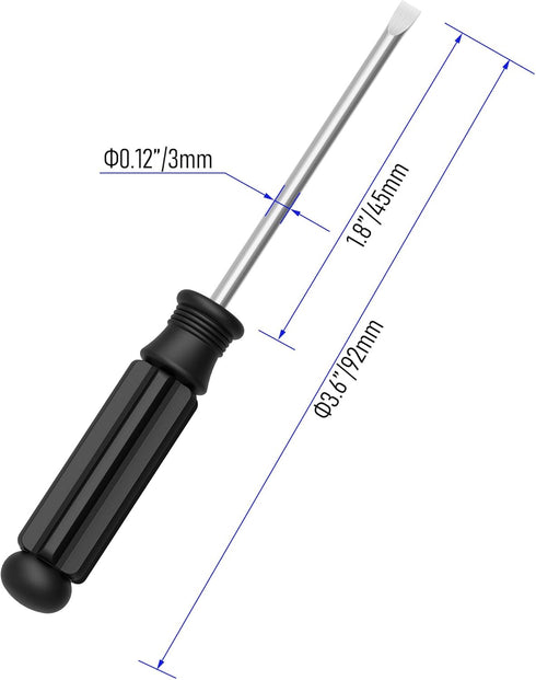 10PCS 3mm 3.62"(92mm) Mini Slotted Screwdriver, Flat Head for Watch Eyeglasses Electronics Toy Repair, Non-magnetic