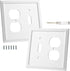 White Decorative Outlet Covers Wall Plates, Light Switch Cover Electrical Plates - Bamboo Fiber Material, 2 Pack