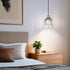 TALOYA Pendant Light with Blue Tulip Glass Lampshade, Brass Vintage Pendant Light Adjustable Hanging Light for Kitchen