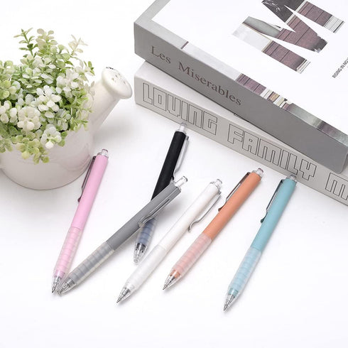 Linbsunne Ballpoint Pens, Medium Point 1mm Black Ink, Super Soft Grip, Retractable Office Pens, 6 Pack