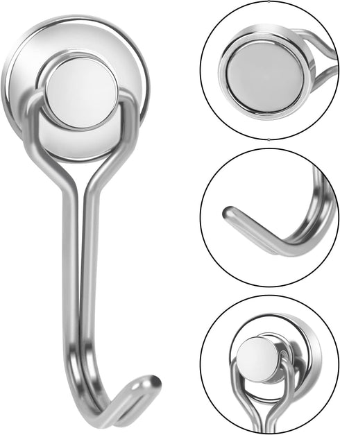 E BAVITE 30LB Magnetic Hook, New Upgraded Swivel Swing, 6 Pack, Strong Neodymium Magnet for Refrigerator, 60mm