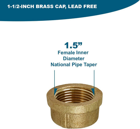 Everflow Supplies BRCA0112-NL 1-1/2-Inch No Lead Brass Cap