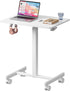 BPHEZJ Mobile Standing Desk with Wheels, Pneumatic Height Adjustable Rolling Computer Workstation with