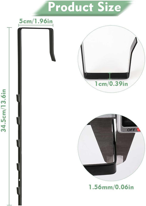 Adjustable Over-The-Door Mirror Hanger Set with Protective Lining, 2 Pcs Mirror Hooks (Mirror Not Included) (Black)