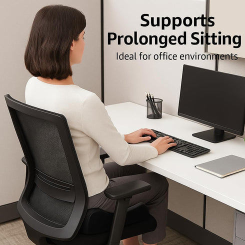 Tailbone Seat Cushion Non-Slip Orthopedic Memory Foam Pressure Relief for Long Sitting on Office Chair, Home Chair