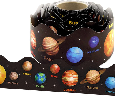 Space Bulletin Board Border, Outer Space Planet Borders for Classroom Decorations, 36ft Solar System Trim