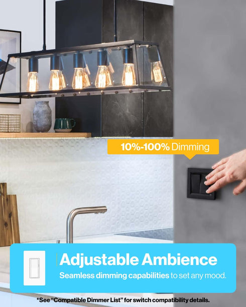 Sunco Lighting 4 Pack 60W Vintage LED Edison Bulbs, 8.5W CRI92, 800 Lumens, Dimmable ST64, 3000K Warm White, E26 Base,