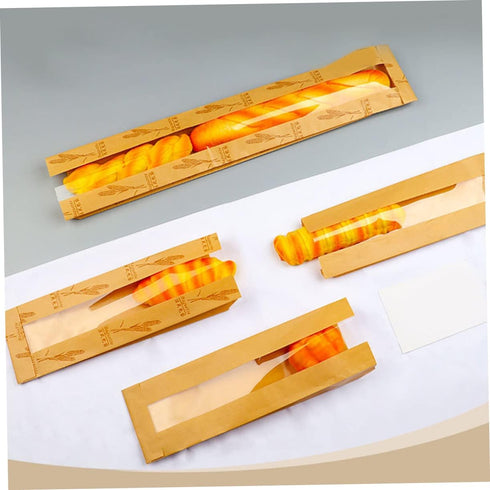 100pcs Packaging SMASOLO French Bread Bags with Window Oil-resistant Homemade Bread for Bakeries Cafes and Food Storage
