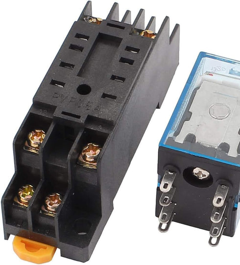 BULUSHI 4Pcs MY2N-J AC110/120V 5A Coil, Red Indicator Light, 35mm DIN Rail DPDT 8Pins Electromagnetic Relay
