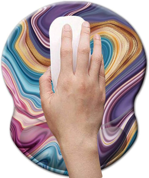 Boutilon Ergonomic Wrist Rest Support, Gaming Mouse Pad with Lycra Cloth, 8.7 x 7.5 inches, Marble Design