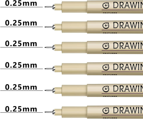 Extra Fine Point Writing Pens: 6 Black Ultra Thin 0.25mm No Bleed Smooth Annotation Bible Journaling Study Supplies Waterproof 01 Micro Line Needle Tip Fineliner Gel Felt Ink Markers Stationery by KOUSICOO