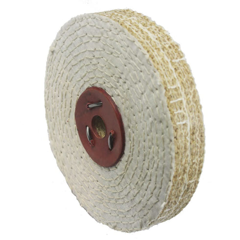 6'' x 1'' Spiral Sewn Rigid Sisal Buffing Wheel - 5/8 Inch Arbor Hole Rigid Sisal Buffing Polishing Wheel for Bench Grinder, Die Grinder