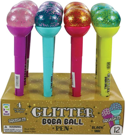 Raymond Geddes Glitter Boba Squishy Top Pen (Pack of 12) by GEDDES