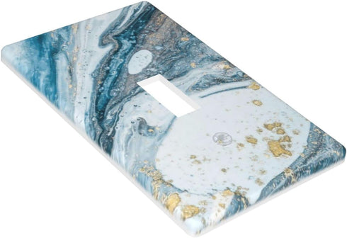 Blue Marble Light Switch Cover 1 Gang Wall Plate, Abstract Decorative Single Toggle Switch Plate 4.50 x 2.76 Inch