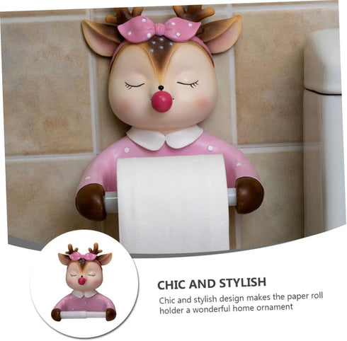 1pc Hemobllo Cute Cartoon Bathroom Toilet Paper Holder Wall-Mounted Storage Rack for Home Office and Hotel Fits Roll