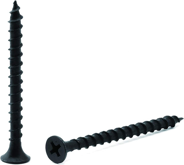 #6 x 2" Wood Screw, 100 PCS Black Phosphate Coated Stainless Flat Truss Head Fast Self Tapping Screws