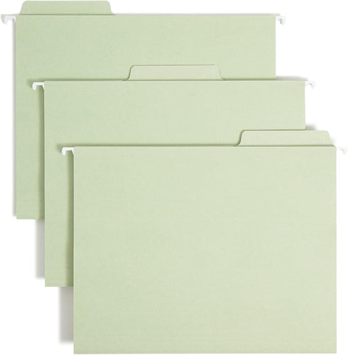 Smead FasTab Hanging Fastener File Folder, 1/3-Cut Built-in Tab, Letter Size, Moss, 18 per Box (65120)