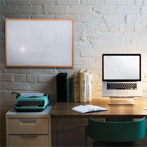 Floortex Viztex Lacquered Steel Magnetic Dry Erase Board, 24" x 18", Oak Effect Surround
