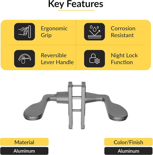 Set 5/8" 1-3/8", 2-1/2" 1-3/4" 3-1/2" Brixwell Lever Latch with Night Lock Aluminum Construction for Door Thickness