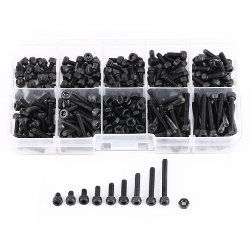280Pcs M3 Hexagon Socket Screw Nut Set - Black Socket Head Screws, Lengths 4/5/6/8/10/12/16/20/25mm