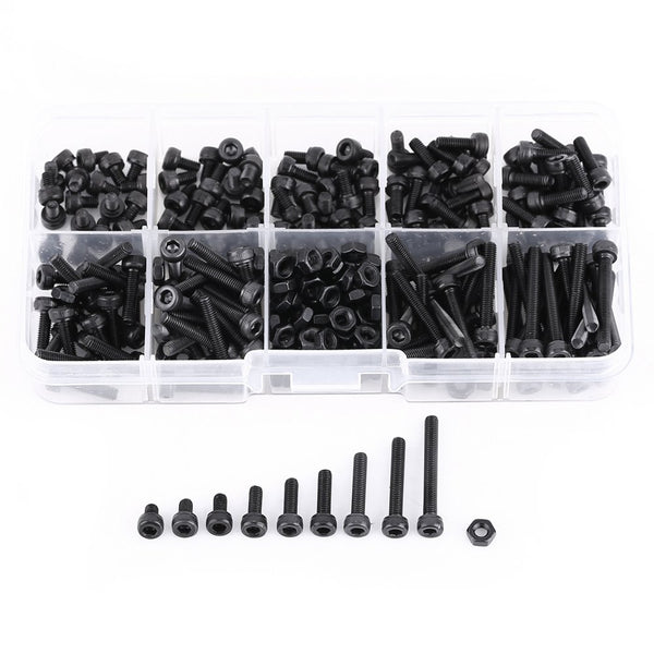 280Pcs M3 Hexagon Socket Screw Nut Set - Black Socket Head Screws, Lengths 4/5/6/8/10/12/16/20/25mm