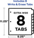 Avery Durable Plastic 8 Tab Write & Erase Dividers with Pockets for 3 Ring Binders, Multi Brights, Works with Sheet
