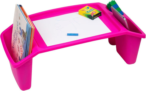 Mind Reader Kids Lap Desk, Pink Activity Tray, Portable Plastic for Classroom, Drawing, 22.25" L x 10.75" W x 8.5" H