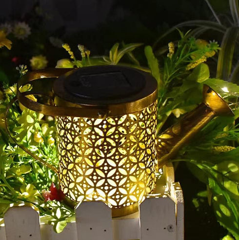 Solar Watering Can Lights, LED Outdoor Garden Lantern String Light, Waterproof Retro Metal for Yard Pathway Decoration