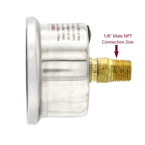 PIC Gauges 202L-158C Pressure Gauge, Center Back Mount, 1.5" Dial, 0/30 psi Range, 1/8" Male NPT, Glycerine Filled