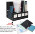 SAYEEC 4 Compartment File Holder, Plastic Magazine Organizer with Blank Labels for A5 Notebook Storage