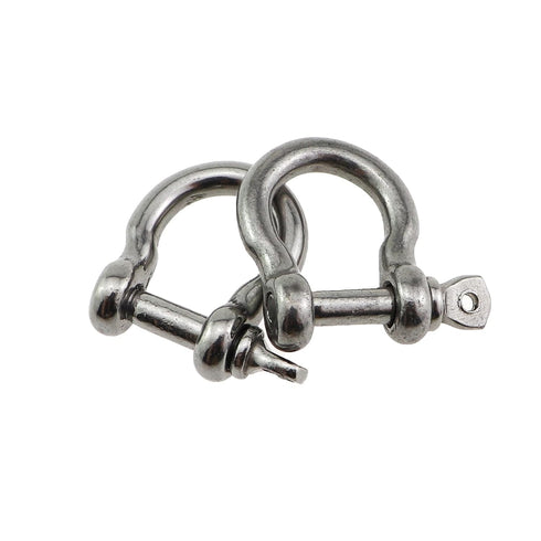 6PCS 4mm Diameter Heavy Duty Silver 304 Stainless Steel Bow Shackles for Marine Fishing Tackle