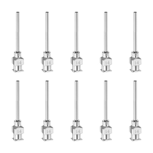10pcs 14Gauge Stainless Steel Dispensing Needles, 1" All Metal Glue Needle Tube Blunt Tips for Thick Liquids