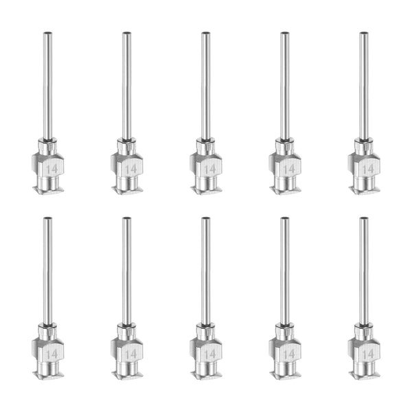 10pcs 14Gauge Stainless Steel Dispensing Needles, 1" All Metal Glue Needle Tube Blunt Tips for Thick Liquids